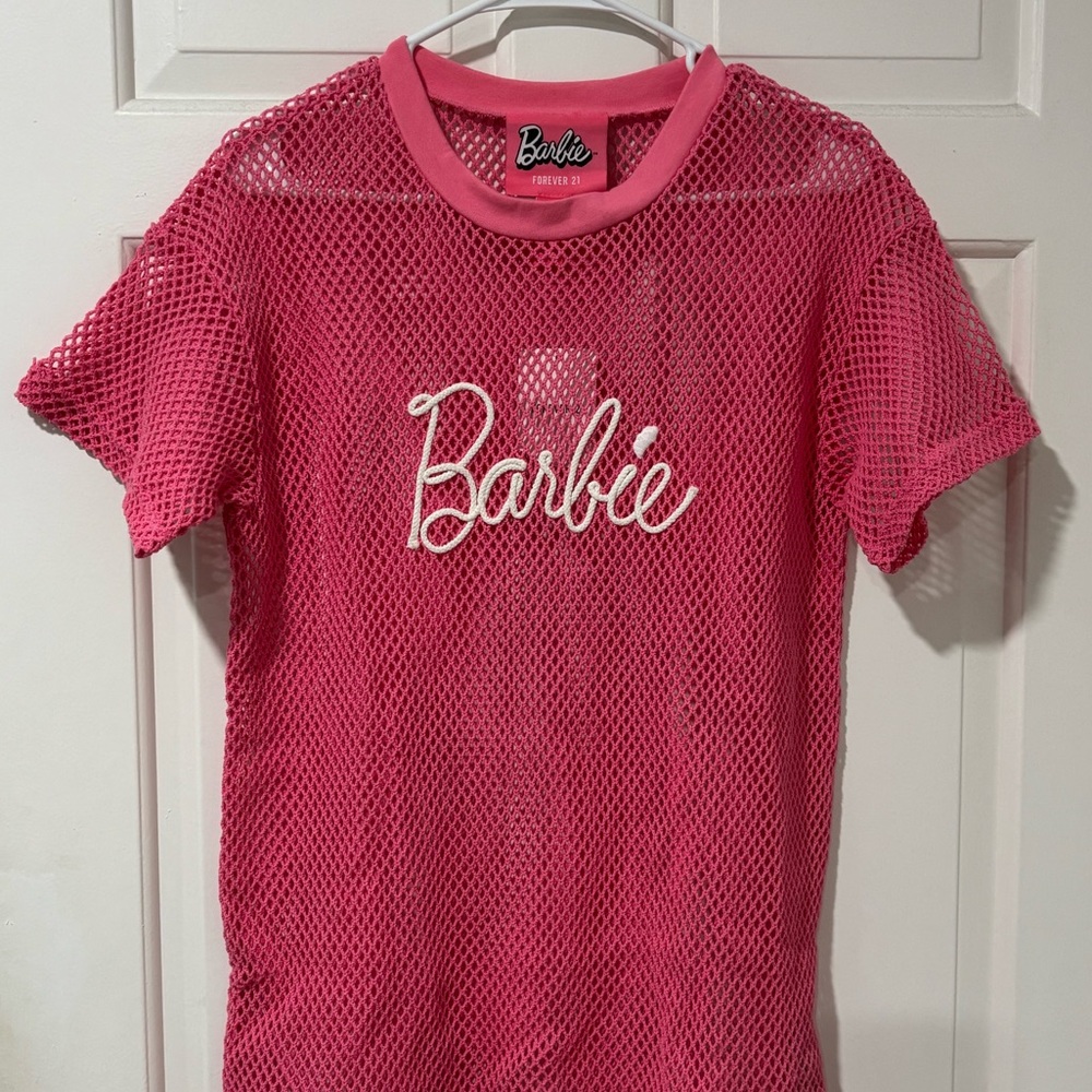 Forever 21 X Barbie Oversized Pink Crochet Jersey size XS new with tags